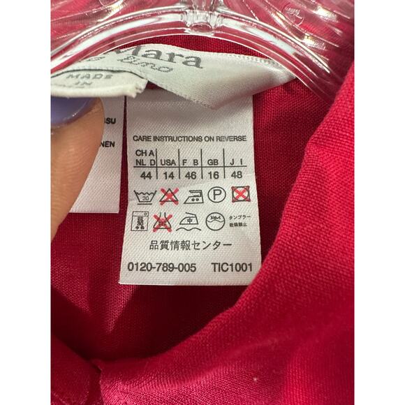 Max Mara Puro Lina Red Lagenlook Coastal Grandma Linen Button Up Blouse Size 14 - Picture 2 of 12